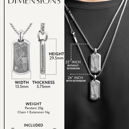 Meteorite Dog Tag Pendant Necklace