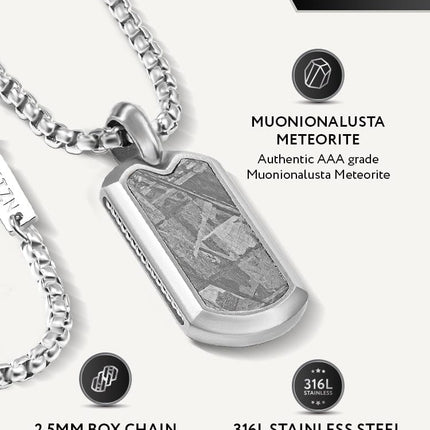 Meteorite Dog Tag Pendant Necklace