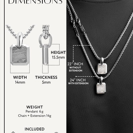 Meteorite Square Pendant Necklace