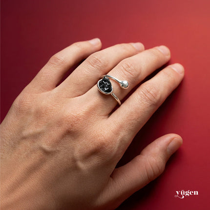 Dainty Oval Wrap Ring with Authentic Raw Meteorite