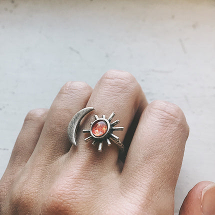Sun and Moon Sculptural Statement Ring