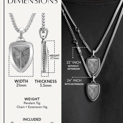 Meteorite Shield Pendant Necklace