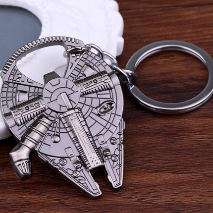 Movie Millennium Falcon Key Chain Cosplay Badge Bottle Opener Fashion Fancy Funny Souvenir Gift Spaceship Key Ring