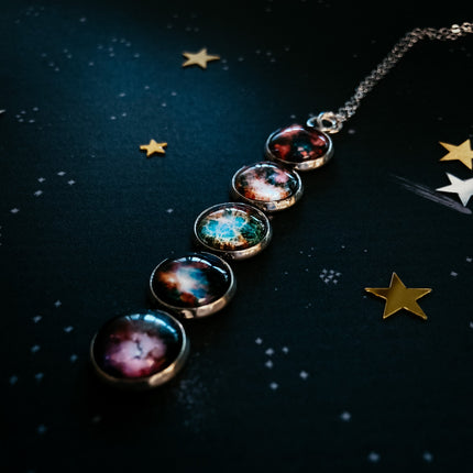 Nebula Rainbow Vertical Pendant Necklace