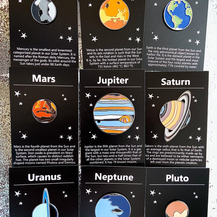 Solar System Planet Enamel Pin Set of 9