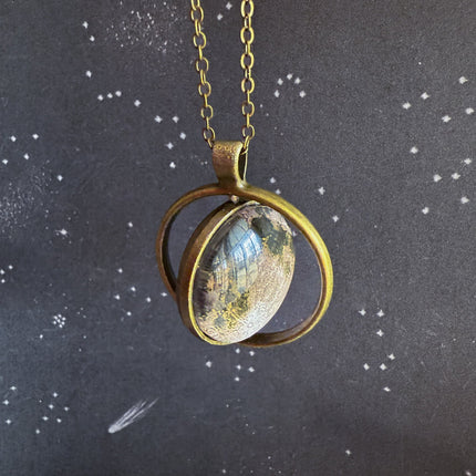 New Moon Double Sided Fidget Pendant Necklace