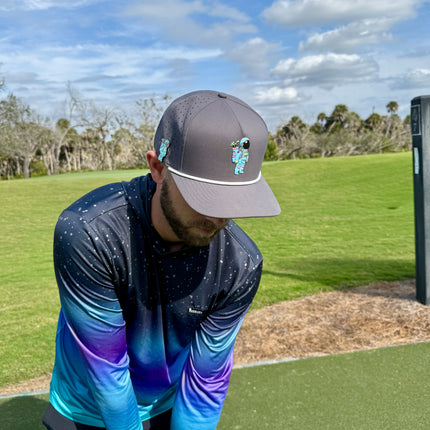 Astronaut Walker Golf Hat | Snapback Cap | Built-in Magnetic Ball Marker Holder + Marker Included | Adjustable Gray