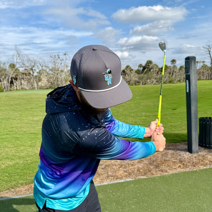 Astronaut Walker Golf Hat | Snapback Cap | Built-in Magnetic Ball Marker Holder + Marker Included | Adjustable Gray