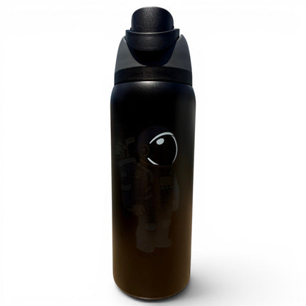 Astronaut Walker (Black Out) Hydration Bottle | 32oz Insulated Stainless Steel | Flip Straw Lid w/ Handle
