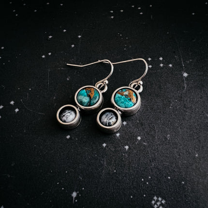 Earth and Moon Natural Stone Dangle Earrings