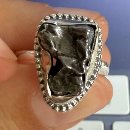 Meteorite Sterling Silver Ring - Size 6