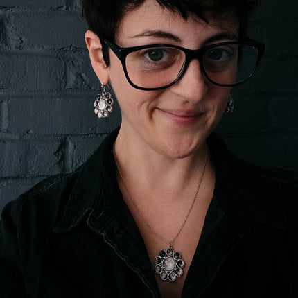 CLEARANCE Moon Phases Halo Dangle Earrings