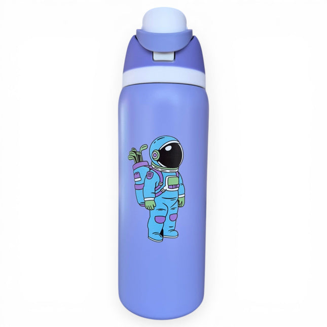 Astronaut Walker Hydration Bottle | 32oz Insulated Stainless Steel | Flip Straw Lid w/ Handle