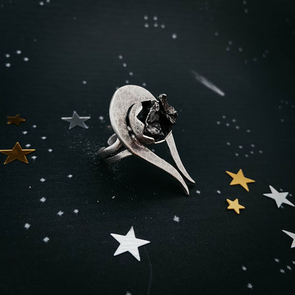 Comet Ring with Authentic Meteorite