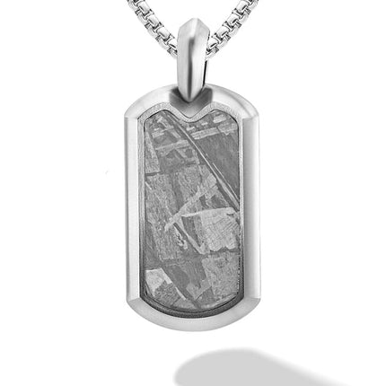 Meteorite Dog Tag Pendant Necklace
