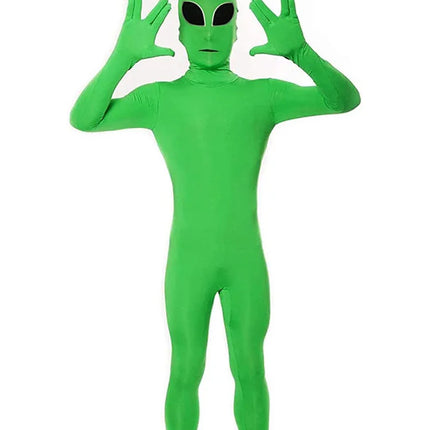 Alien Cosplay Costume – Green Zentai Jumpsuit for Kids & Adults