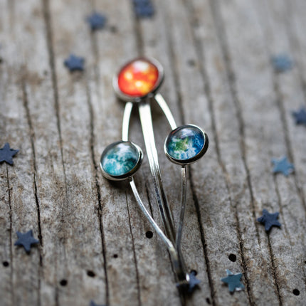 Sun Earth and Moon Hair Clip