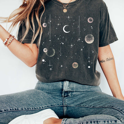 Sun, Moon And Stars Celestial Night Sky Dreamscape Of Cosmic Wonder Comfort Colors Tee