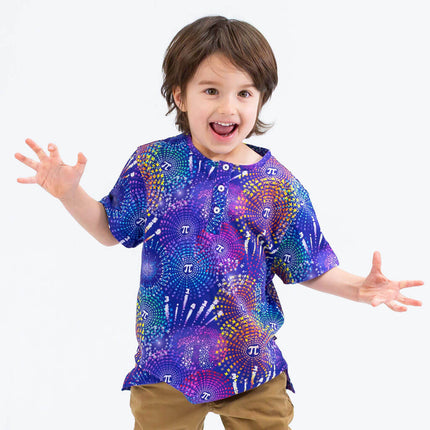 "Pi-rotechnics" Pi Fireworks Henley Short Sleeve Tee