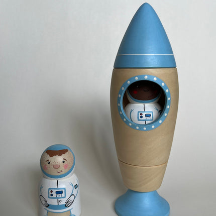 Wooden Rocket Ship Toy with Astronaut