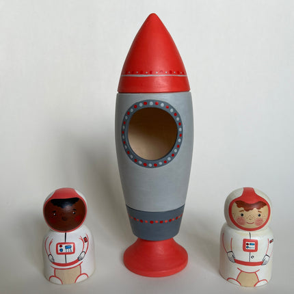 Wooden Rocket Ship Toy with Astronaut