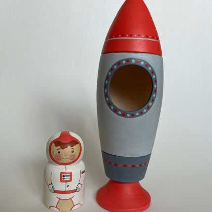 Wooden Rocket Ship Toy with Astronaut