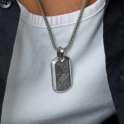 Meteorite Dog Tag Pendant Necklace